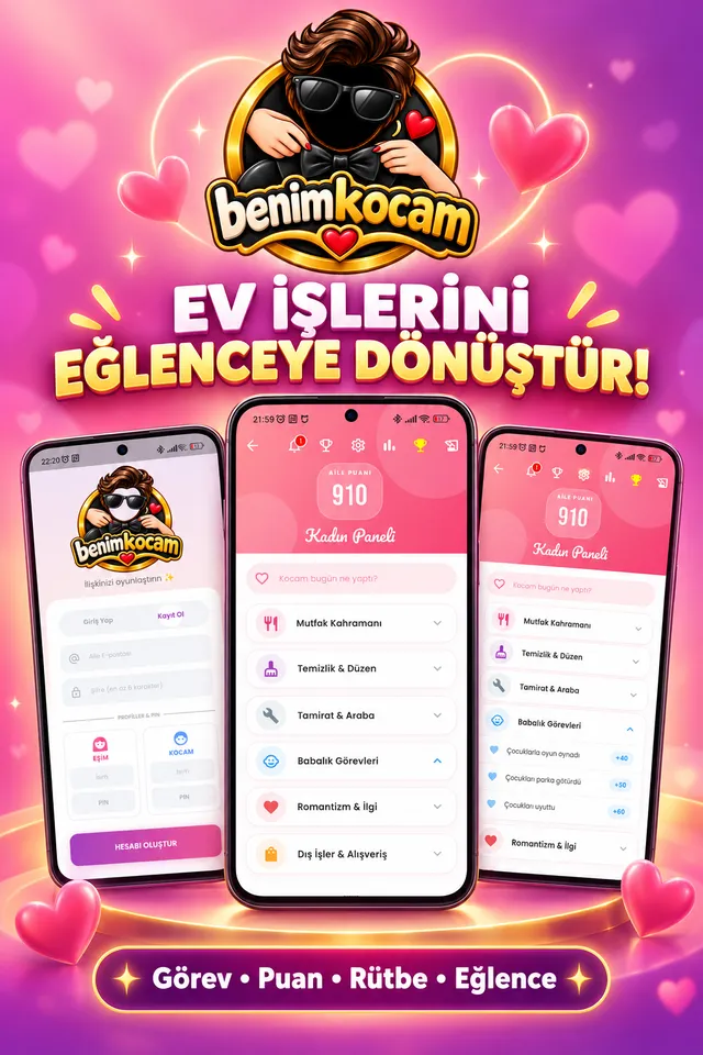 Benim Kocam uygulama ekranları